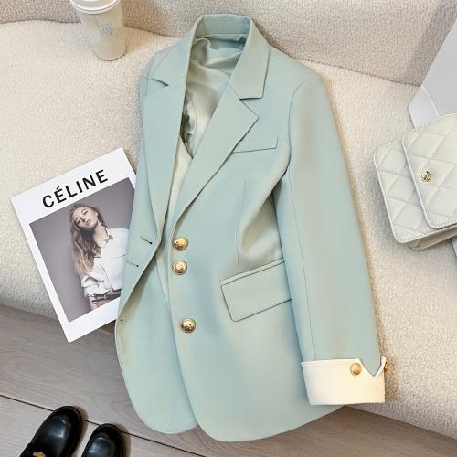 Polyester Women Suit Coat & loose green PC