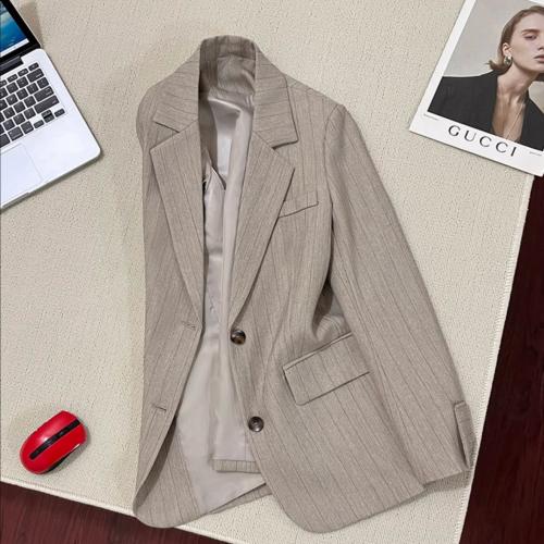 Polyester Women Suit Coat & loose khaki PC