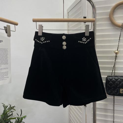Polyester Wide Leg Trousers & High Waist Shorts patchwork black PC