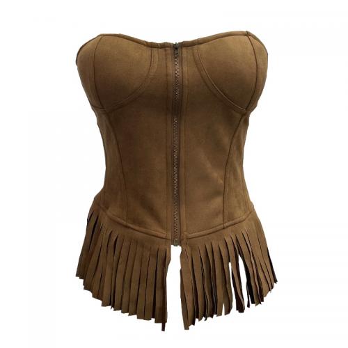 Polyester Slim & Tassels Tube Top patchwork PC