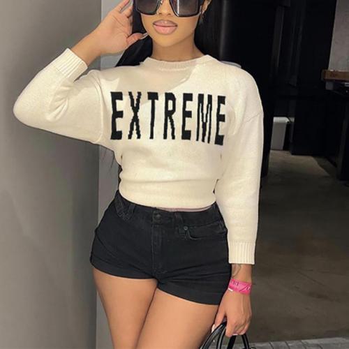 Polyester Slim Women Sweater knitted letter PC