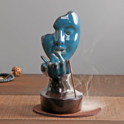 Keramik Backflow-Brenner, Handgefertigt, Blau,  Stück
