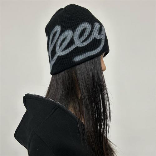 Caddice Knitted Hat unisex knitted letter black : PC