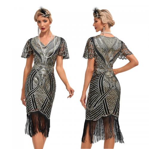 Sequin & Polyester Waist-controlled & Tassels Short Evening Dress PC
