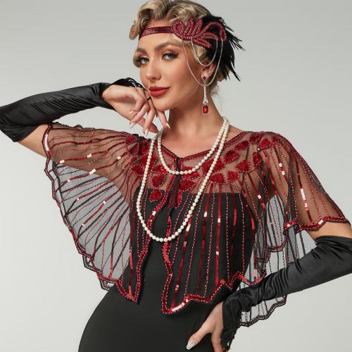Sequin & Gauze Shawl see through look & hollow PC