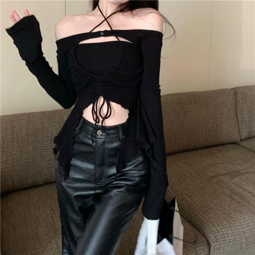 Polyester Boat Neck Top midriff-baring & two piece Solid PC