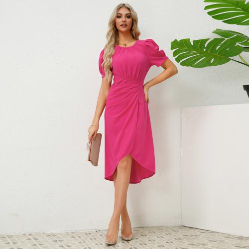 Polyester Soft & Slim One-piece Dress & short front long back Solid PC