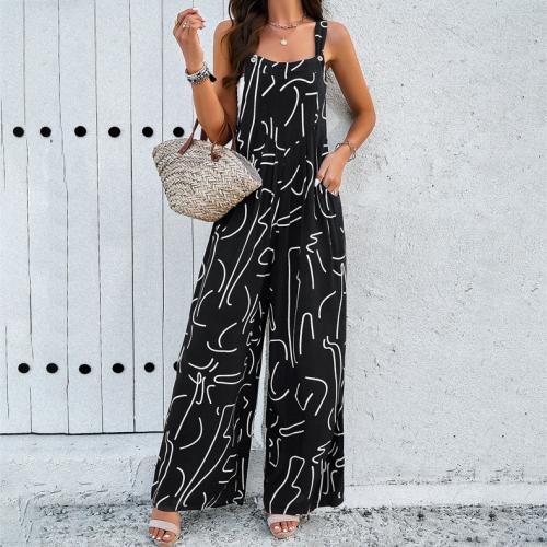 Polyester Wide Leg Trousers Long Jumpsuit & off shoulder printed PC