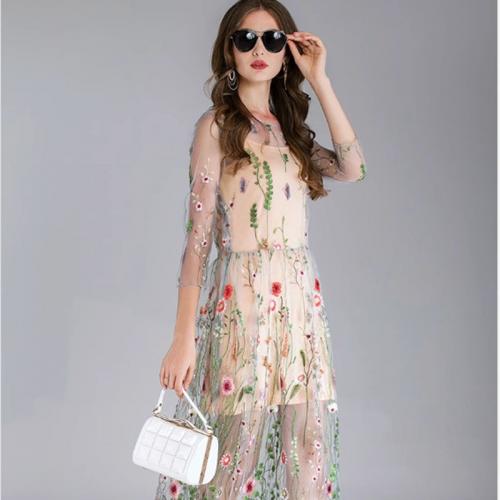 Polyester Slim & long style Two-Piece Dress Set see through look shivering Set