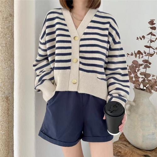 Polyamide & Polyester Sweater Coat loose striped : PC