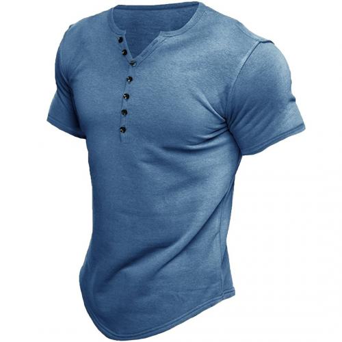 Gemengde stof & Katoen Mannen korte mouw T-shirt Solide meer kleuren naar keuze stuk
