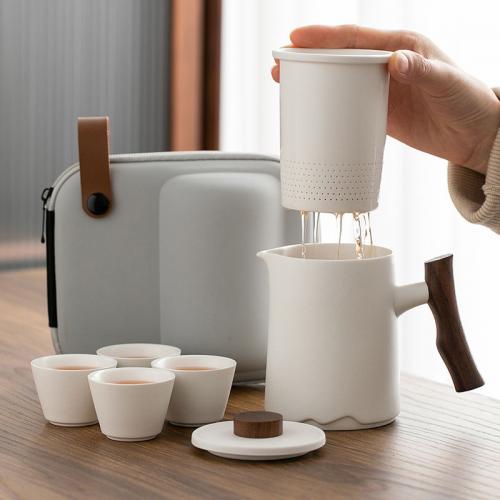 Ceramics Portable Tea Set durable & multiple pieces handmade Solid Set