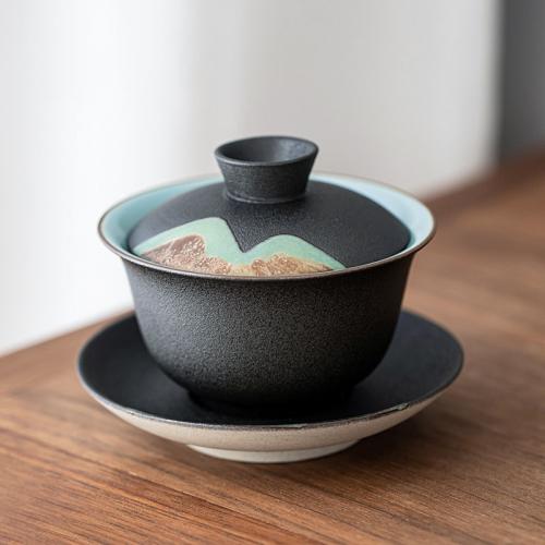 Ceramics anti-scald Teacups durable dish & Cup Lid & cups handmade Set