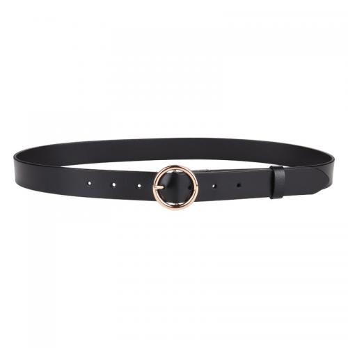 PU Leather Easy Matching Fashion Belt flexible length Zinc Alloy gold color plated black PC