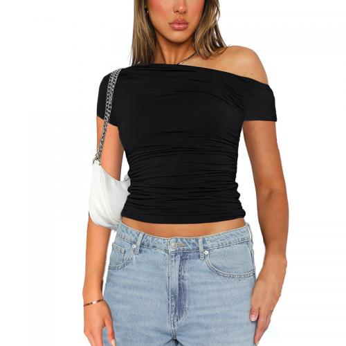 Spandex & Polyester shoulder slope & Slim Women Short Sleeve T-Shirts PC