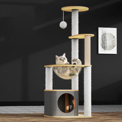 Sisal Hemp & Medium Density Fiberboard & Plastic Cat Climbing Frame hardwearing light gray PC