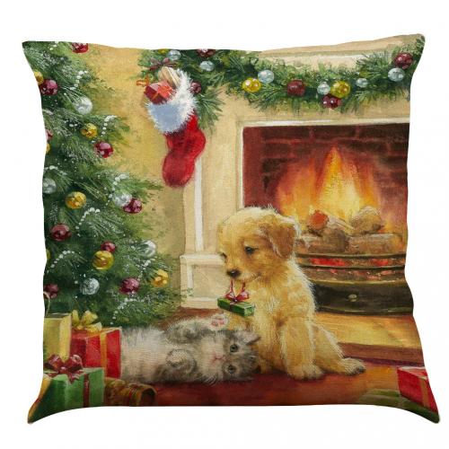 Linen Soft Pillow Case for home decoration & christmas design printed PC