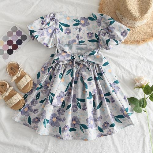 Polyester Soft Girl One-piece Dress & breathable printed floral PC