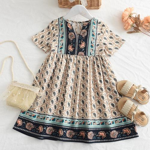 Polyester Soft Girl One-piece Dress Cute printed PC