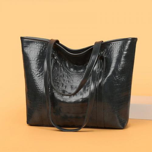PU Leather Tote Bag Shoulder Bag large capacity crocodile grain PC