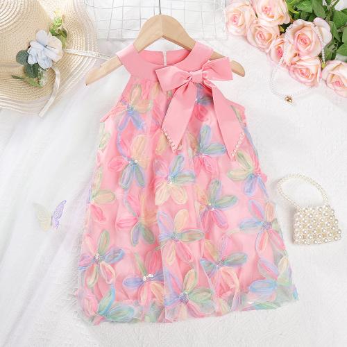 Polyester Girl One-piece Dress Cute  & breathable floral PC