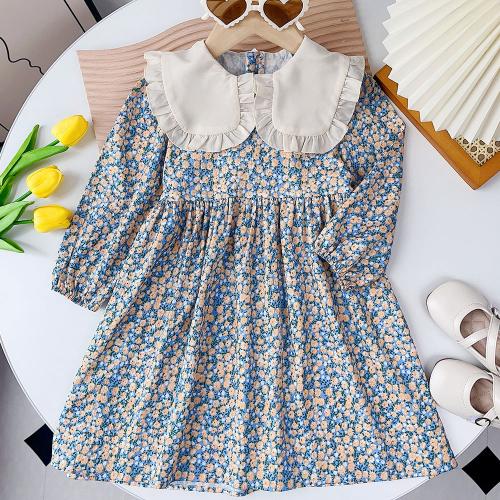 Polyester lace Girl One-piece Dress Cute printed shivering PC