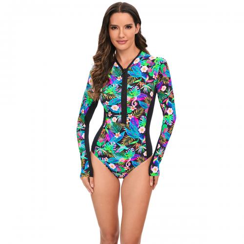 Polyester One-piece Swimsuit slimming printed mixed colors PC