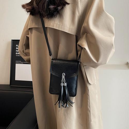 PU Leather Tassels Crossbody Bag attached with hanging strap Solid PC