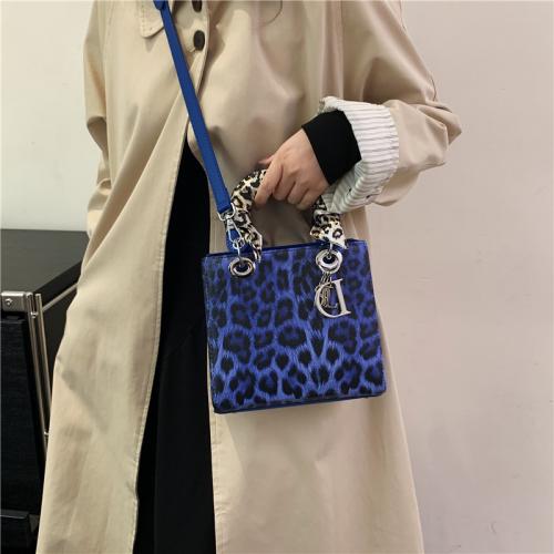 PU Leather hard-surface Handbag & attached with hanging strap leopard PC