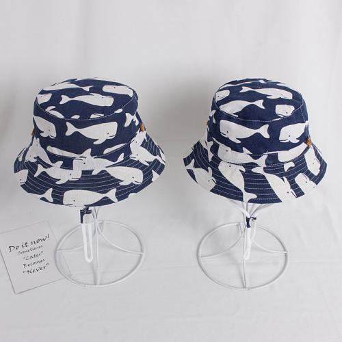Cotton Bucket Hat & sun protection Cartoon Navy Blue PC