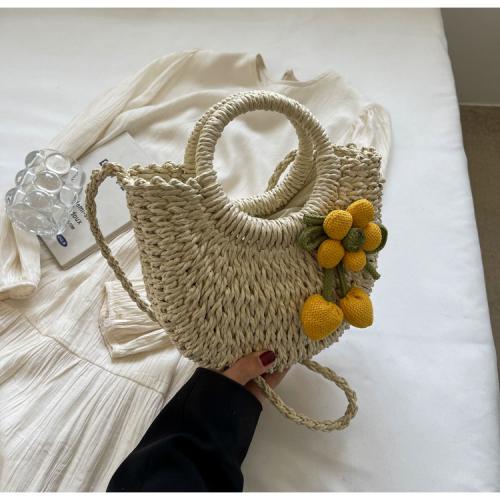 Straw Easy Matching Woven Tote attached with hanging strap floral PC