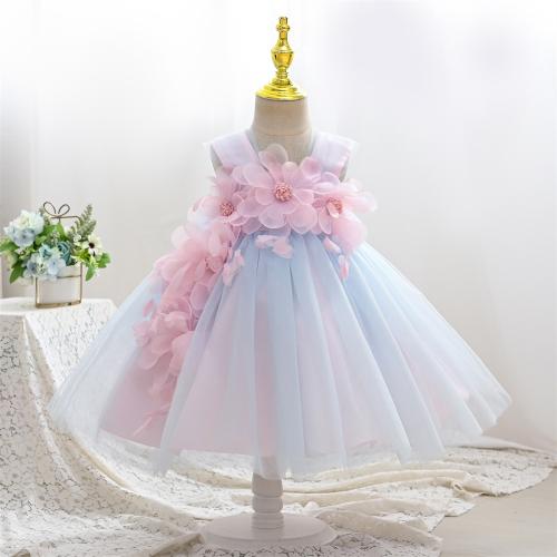 Cotton Princess & Ball Gown Girl One-piece Dress patchwork floral light purple PC