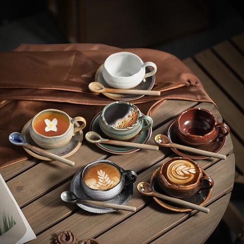 Porcelain thermostability Coffee Cup plate & cups & Spoon Set