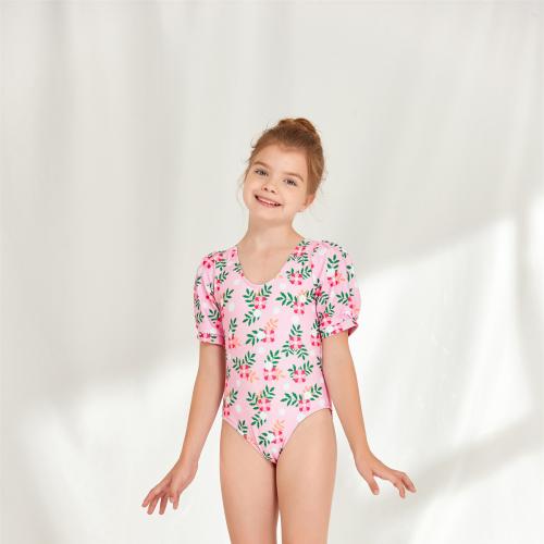 Polyester One-piece Swimsuit printed floral PC