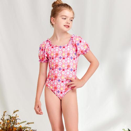 Spandex & Polyester One-piece Swimsuit printed floral PC