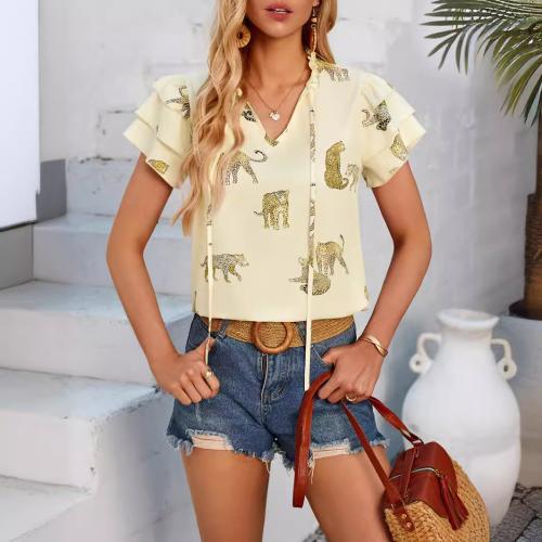 Polyester Soft Women Short Sleeve T-Shirts & loose & breathable printed PC