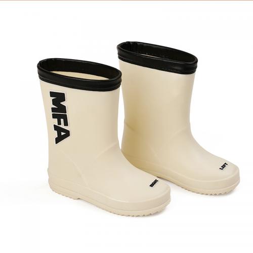 Silicone Waterproof Rain Boots for children Solid beige Pair