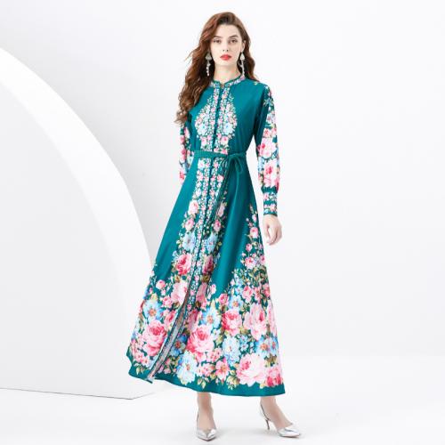 Polyester Einteiliges Kleid, Gedruckt, Floral, gemischte Farben,  Stück