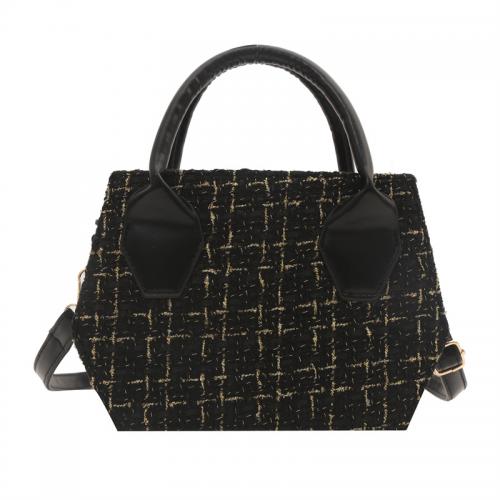 Cloth & PU Leather Easy Matching Handbag attached with hanging strap plaid PC