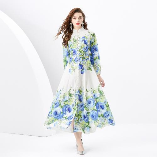 Polyester Robe d’une seule pièce Imprimé Floral couleurs mixtes pièce
