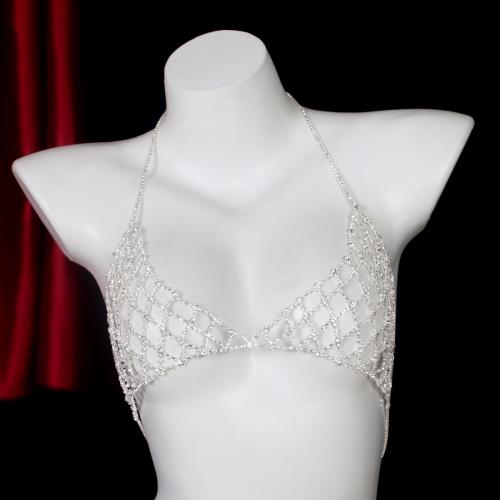Zinc Alloy Easy Matching Body Chain with rhinestone silver PC