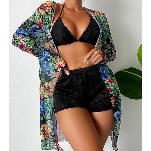Polyester Bikini & three piece & padded printed floral Set