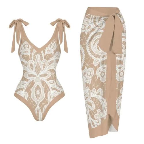 Spandex & Polyester One-piece Swimsuit & two piece & padded printed Set