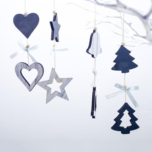 Wooden Creative Christmas Tree Hanging Decoration four piece Set