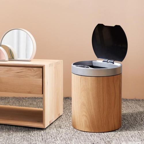 Wooden & Polypropylene-PP Trash Can durable wood pattern PC