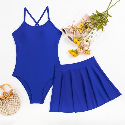 Polyamide & Polyester One-piece Swimsuit slimming & backless & two piece royal blue Set