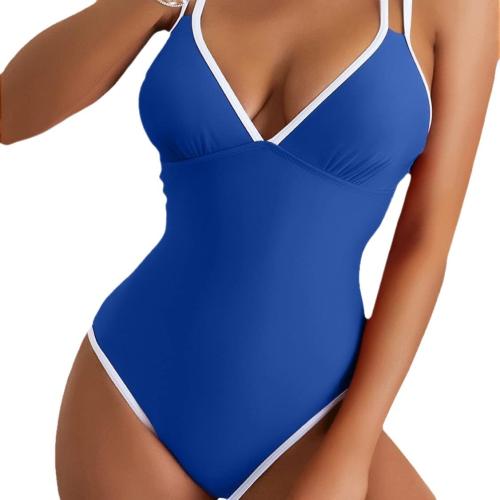 Polyamide & Polyester One-piece Swimsuit slimming & backless patchwork PC