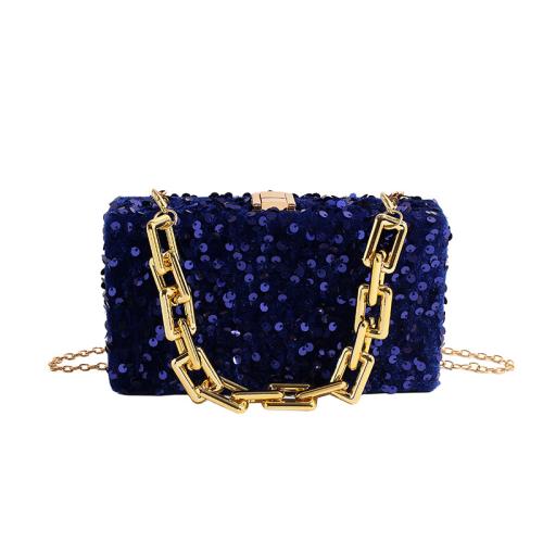 PU Leather & Sequin Easy Matching Handbag with chain Solid PC