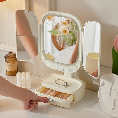 Polypropylene-PP Cosmetic Mirror rotatable & with LED lights PC