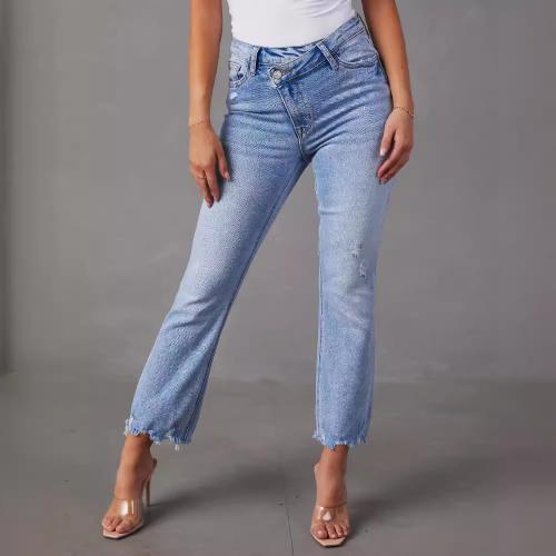 Mezclilla Mujer Jeans, Sólido, azul claro,  trozo